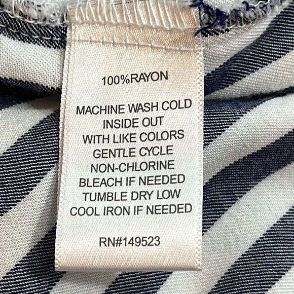 2XL Alexander Jordan blue white stripe blouse rayon button collar office career - Picture 8 of 11